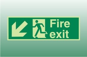 Photoluminescent Fire Exit Sign Down left
